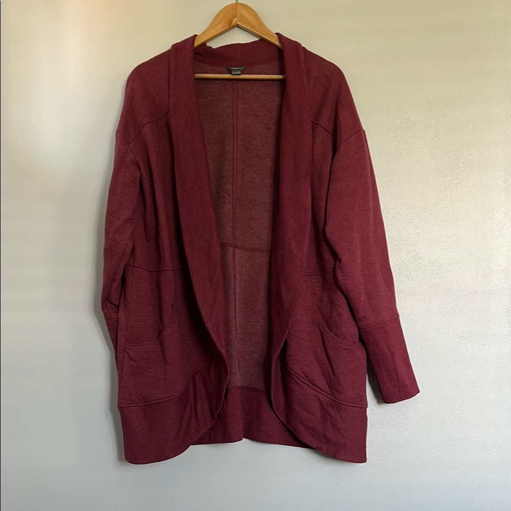 Red Open-Front Cardigan with Soft Texture